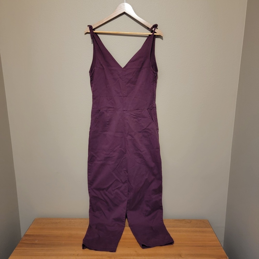 Loup Burgundy Sleeveless V Neck Overall Jumpsuit Women's Size M